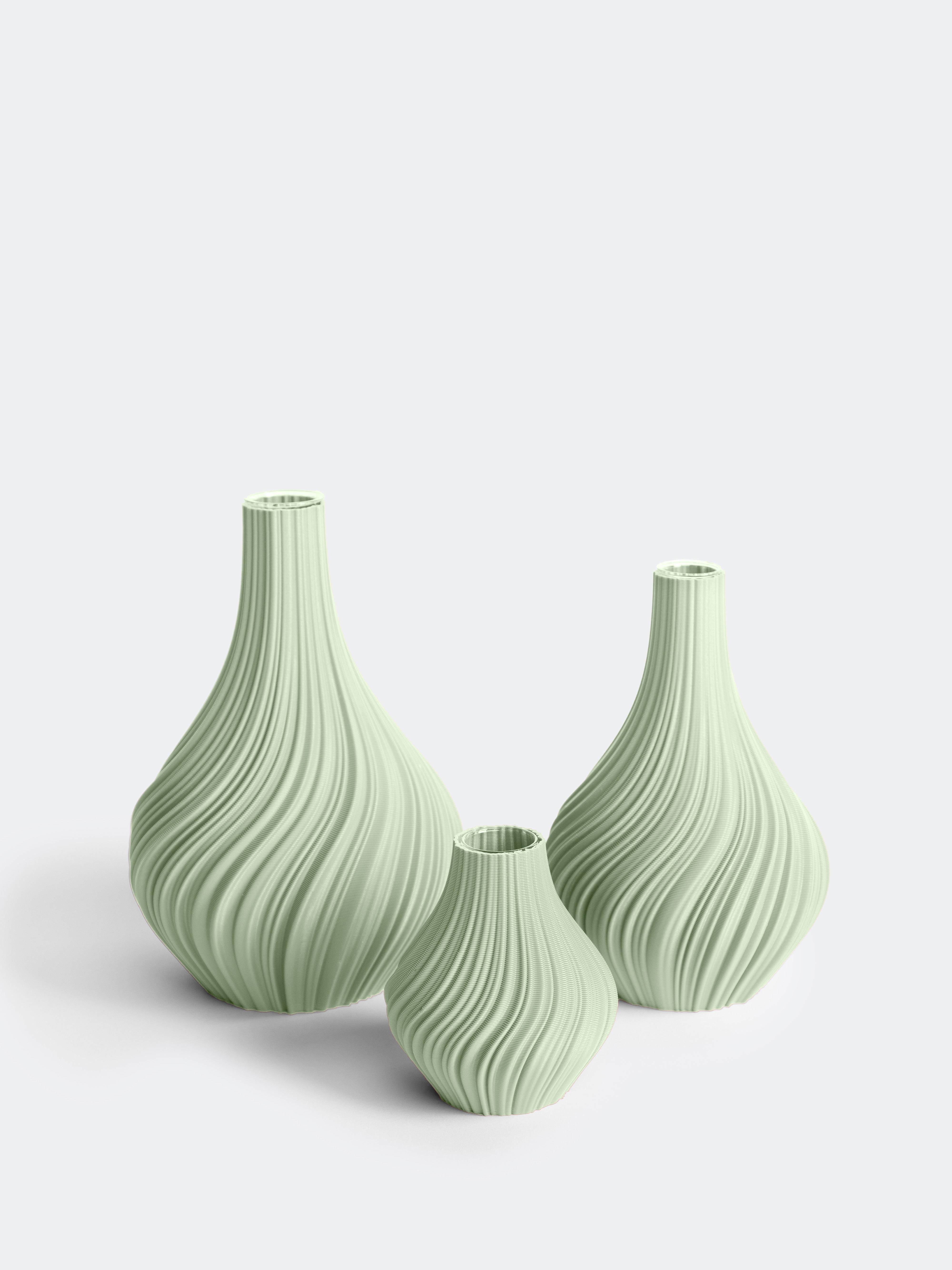 Nachhaltiges Vasen-Set Swirl aus recyceltem Kunststoff in 3 Größen