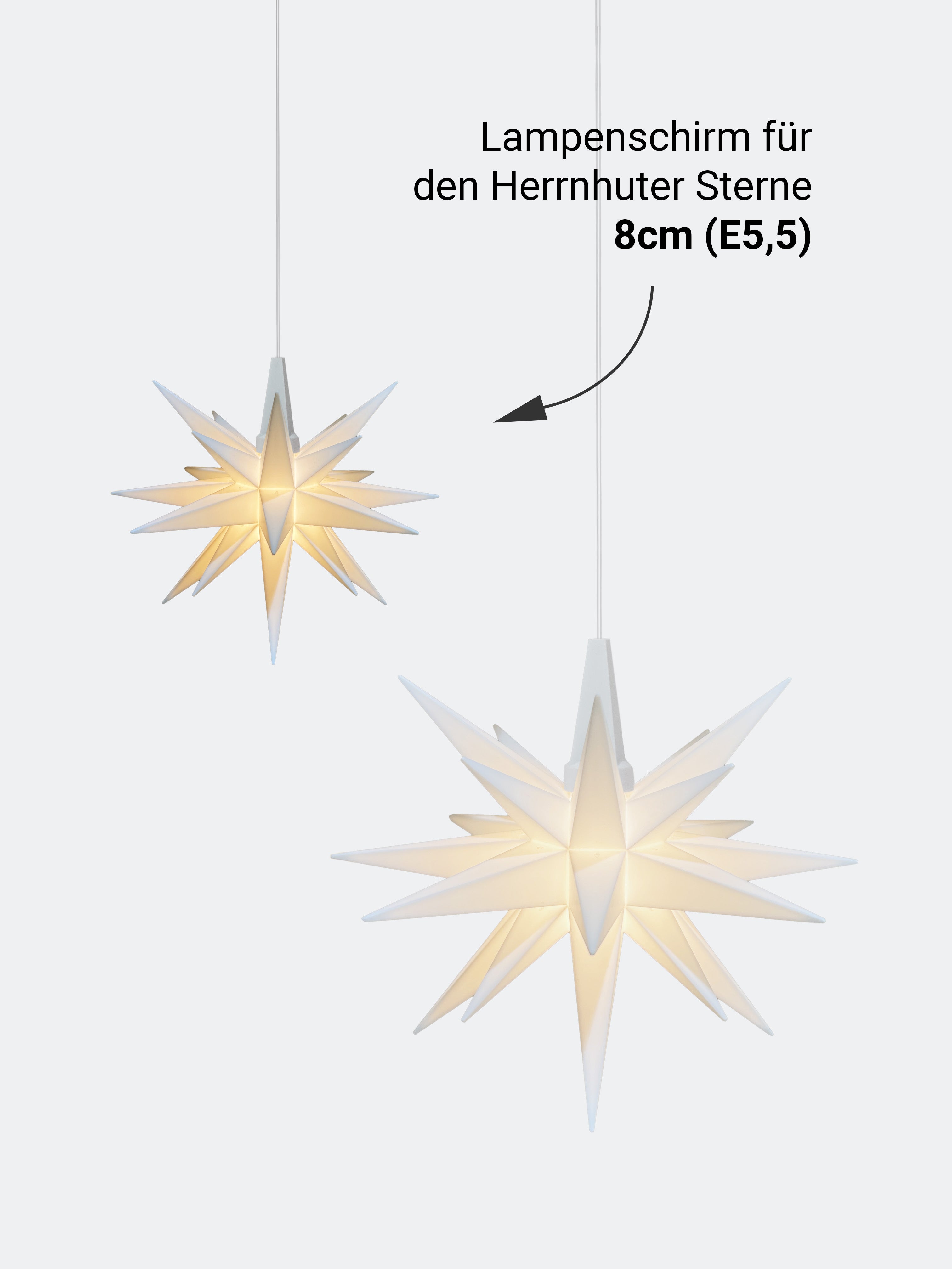 Lampenschirme in diversen Designs für die 8 cm Herrnhuter Sterne (E5,5)